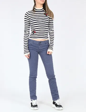 Bluza Zara, albastru/alb Alb