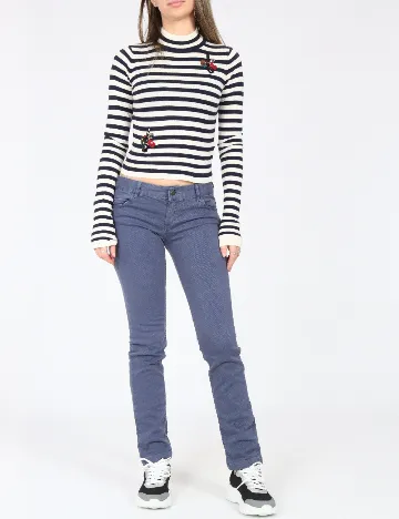 Bluza Zara, albastru/alb Alb