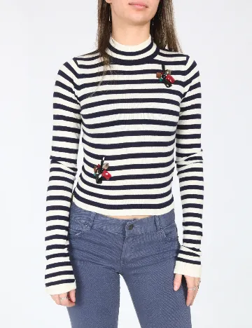 Bluza Zara, albastru/alb Alb