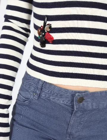 Bluza Zara, albastru/alb Alb