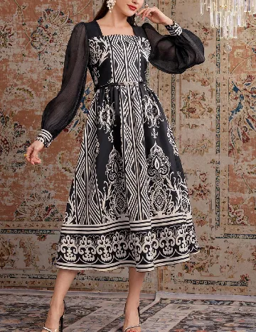 Rochie medie SHEIN, negru/ecru Negru