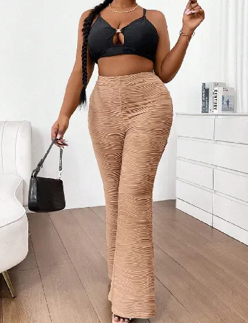 Pantaloni SHEIN CURVE, maro deschis Maro