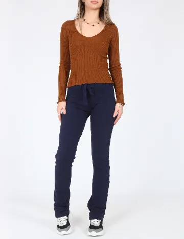 Pantaloni Bershka, bleumarin Albastru