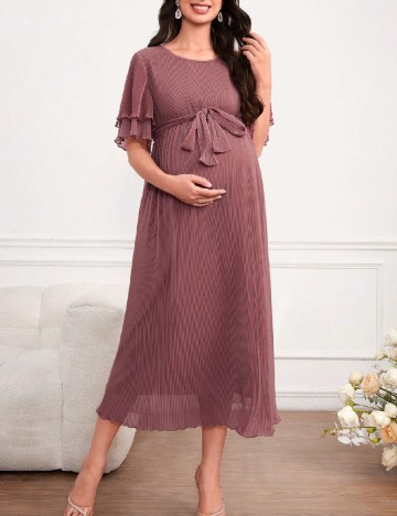 Rochie medie SHEIN Maternity, roz pudra inchis