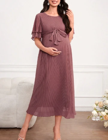Rochie medie SHEIN Maternity, roz pudra inchis Roz