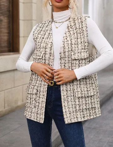 Vesta SHEIN, ecru/maro Alb