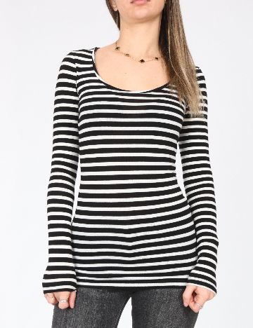 Bluza Pull&Bear, alb/negru