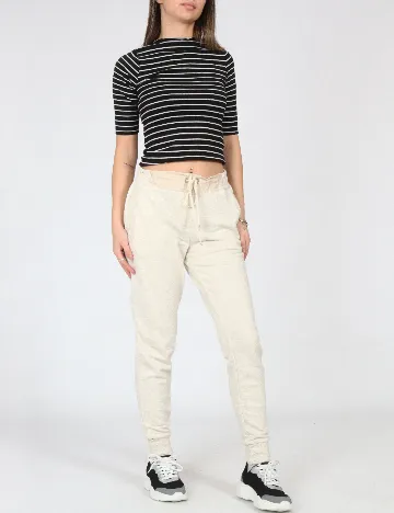 Pantaloni Pull&Bear, ecru Alb