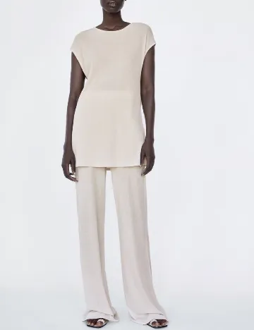 Pantaloni Zara, ecru Alb