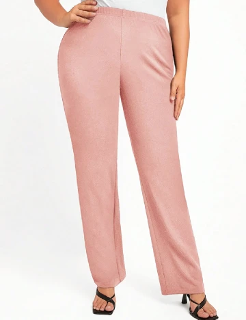 Pantaloni SHEIN CURVE, roz pudra Roz