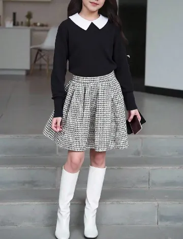 Compleu Shein Kids, negru/alb Negru