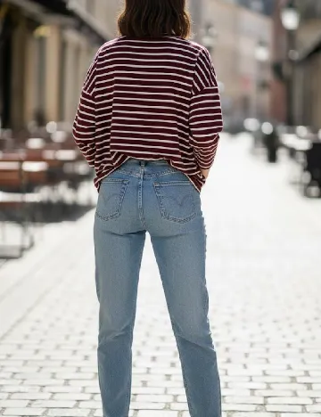 Bluza Oversize Pull&Bear, alb/visiniu Rosu