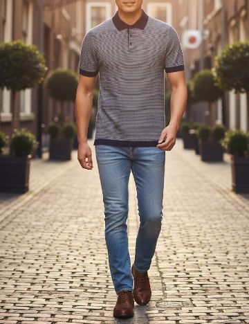 Tricou Zara, bleumarin/alb