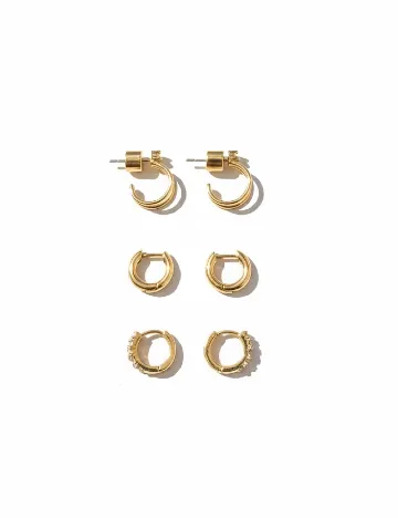 Set Cercei 3 perechi Zara, auriu Galben