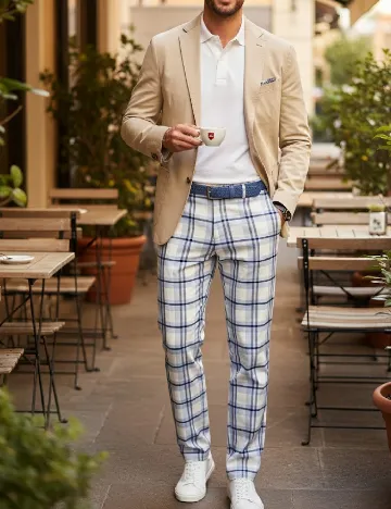 Pantaloni Zara, alb/albastru Albastru