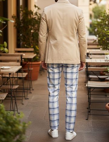 Pantaloni Zara, alb/albastru