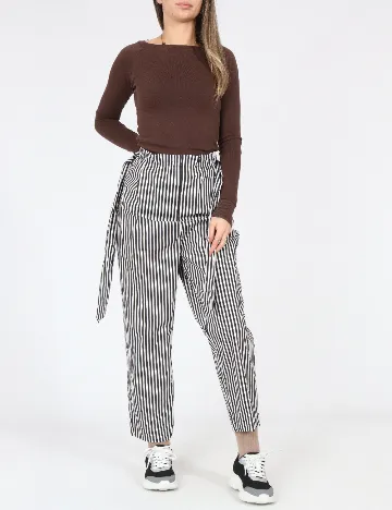 Pantaloni Zara, negru/alb Negru