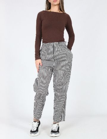 Pantaloni Zara, negru/alb