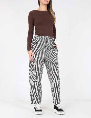 Pantaloni Zara, negru/alb