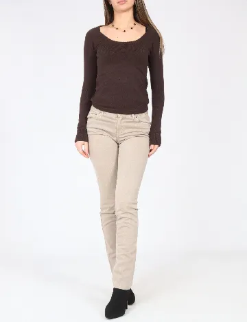 Pantaloni Zara, bej Crem