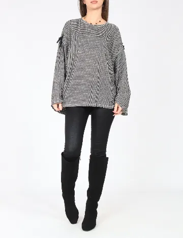 Bluza Oversize Zara, alb/negru Negru