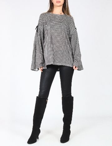 Bluza Oversize Zara, alb/negru