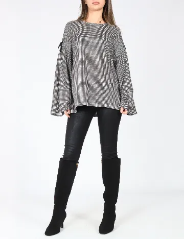 Bluza Oversize Zara, alb/negru Negru