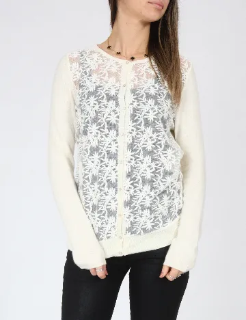 Cardigan Zara, ecru Alb