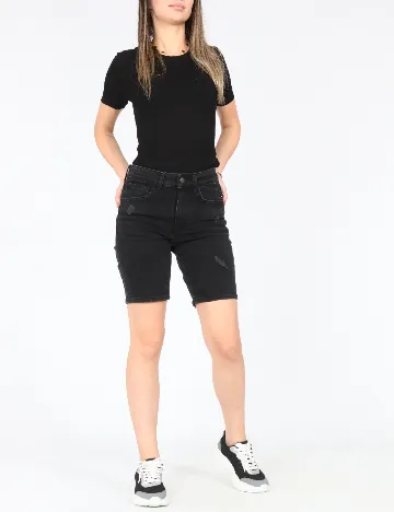 Pantaloni scurti Bershka, negru Negru