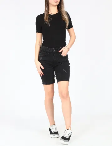 Pantaloni scurti Bershka, negru Negru