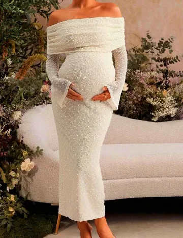 Rochie lunga SHEIN Maternity, crem Crem