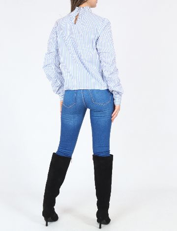 Bluza Bershka, alb/albastru