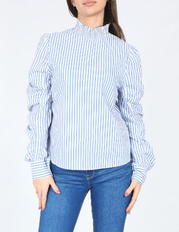Bluza Bershka, alb/albastru