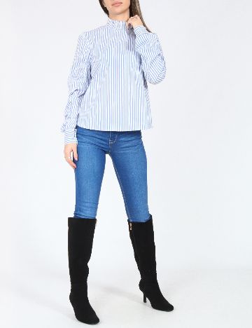 Bluza Bershka, alb/albastru