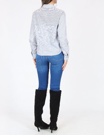 Camasa Bershka, alb/albastru