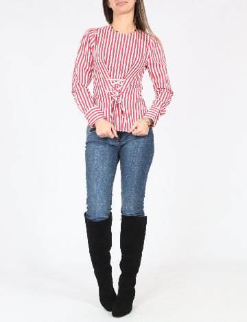 Bluza Bershka, rosu/alb