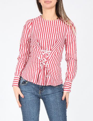 Bluza Bershka, rosu/alb