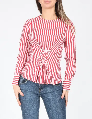 Bluza Bershka, rosu/alb Rosu