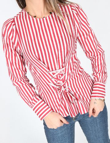 Bluza Bershka, rosu/alb