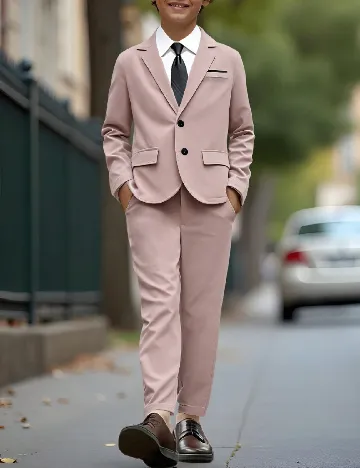 Costum Shein Kids, roz pudra inchis Roz