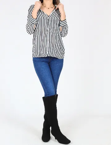 Bluza Bershka, alb/negru Alb