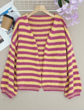 Cardigan SHEIN, roz/galben