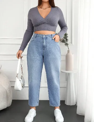 Blugi Zaroli Plus Size, albastru Albastru