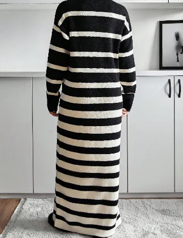 Rochie lunga SHEIN, ecru/negru Negru