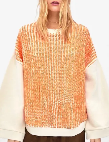 Bluza Zara, crem/portocaliu Crem