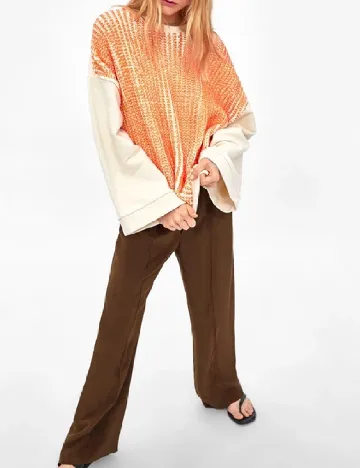 Bluza Zara, crem/portocaliu Crem