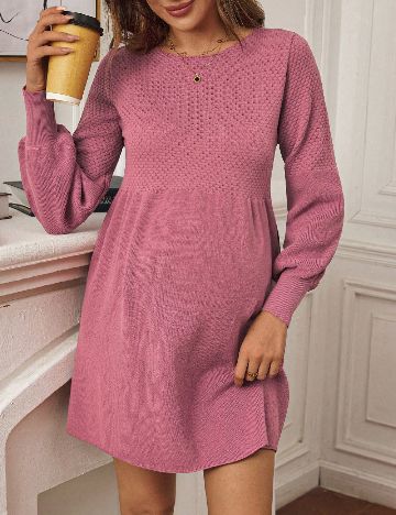 Rochie scurta SHEIN Maternity, roz pudra inchis