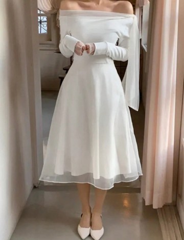 Rochie medie Dazy, alb