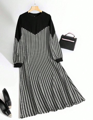 Rochie lunga SHEIN, alb/negru