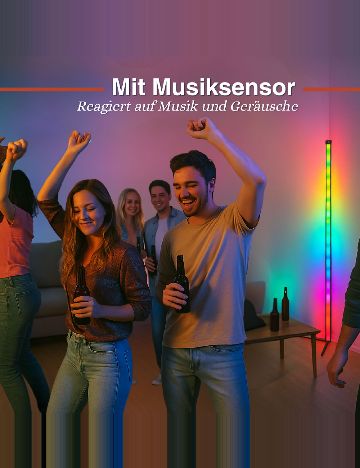 Lampă de colț LED RGB cu senzor muzical Grundig, mix culori